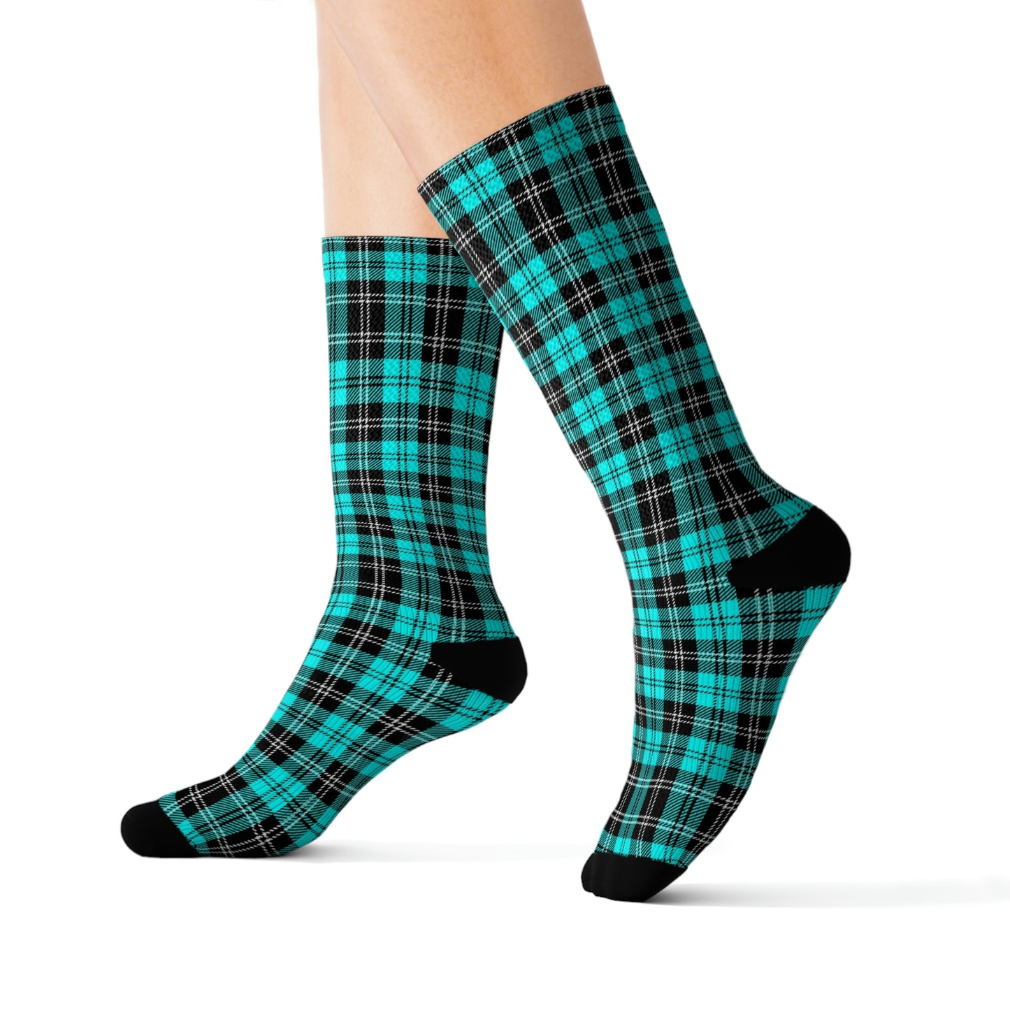 Aqua Plaid Socks