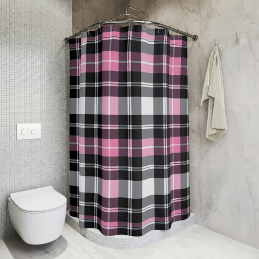 Pink Plaid Shower Curtain