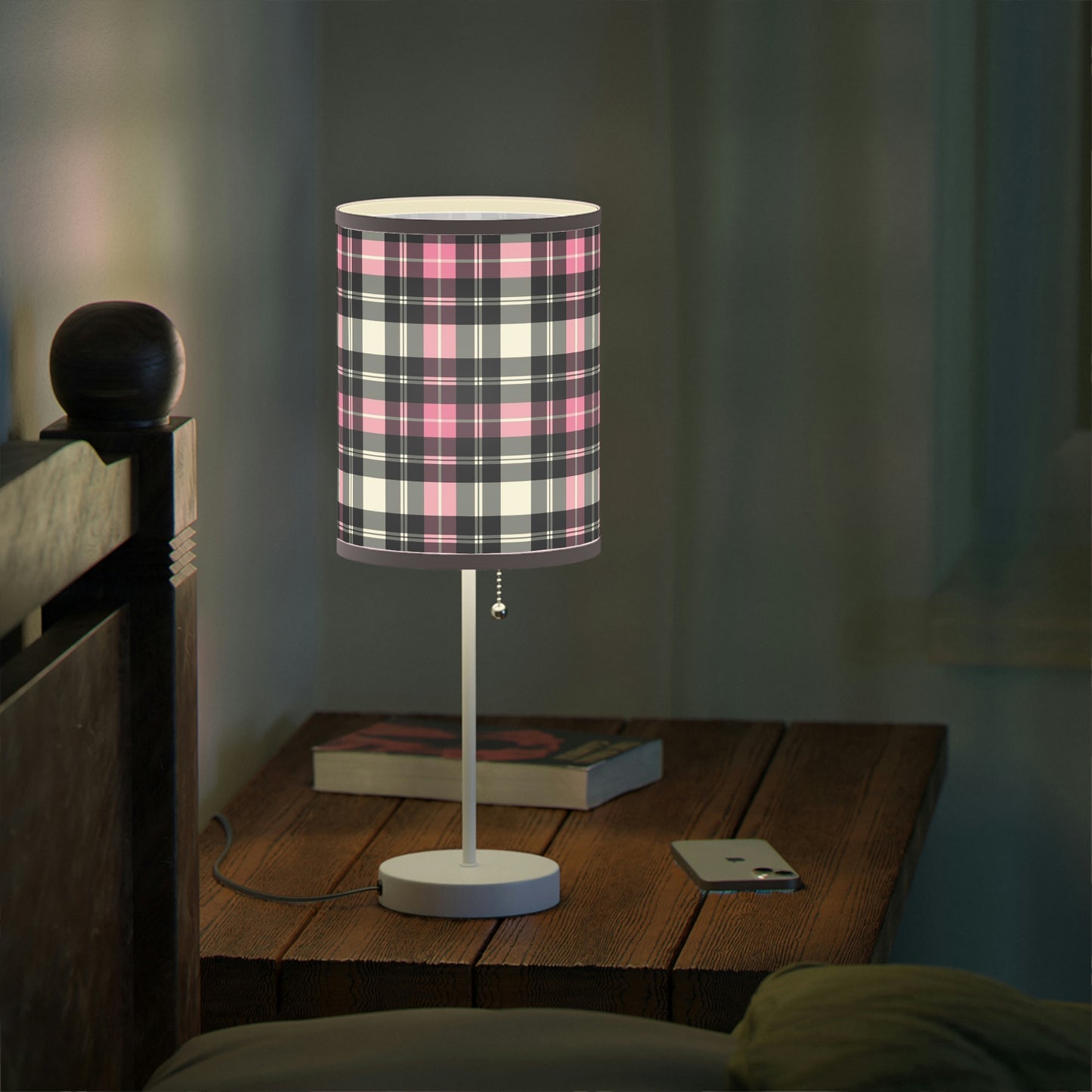 Pink Plaid Lamp