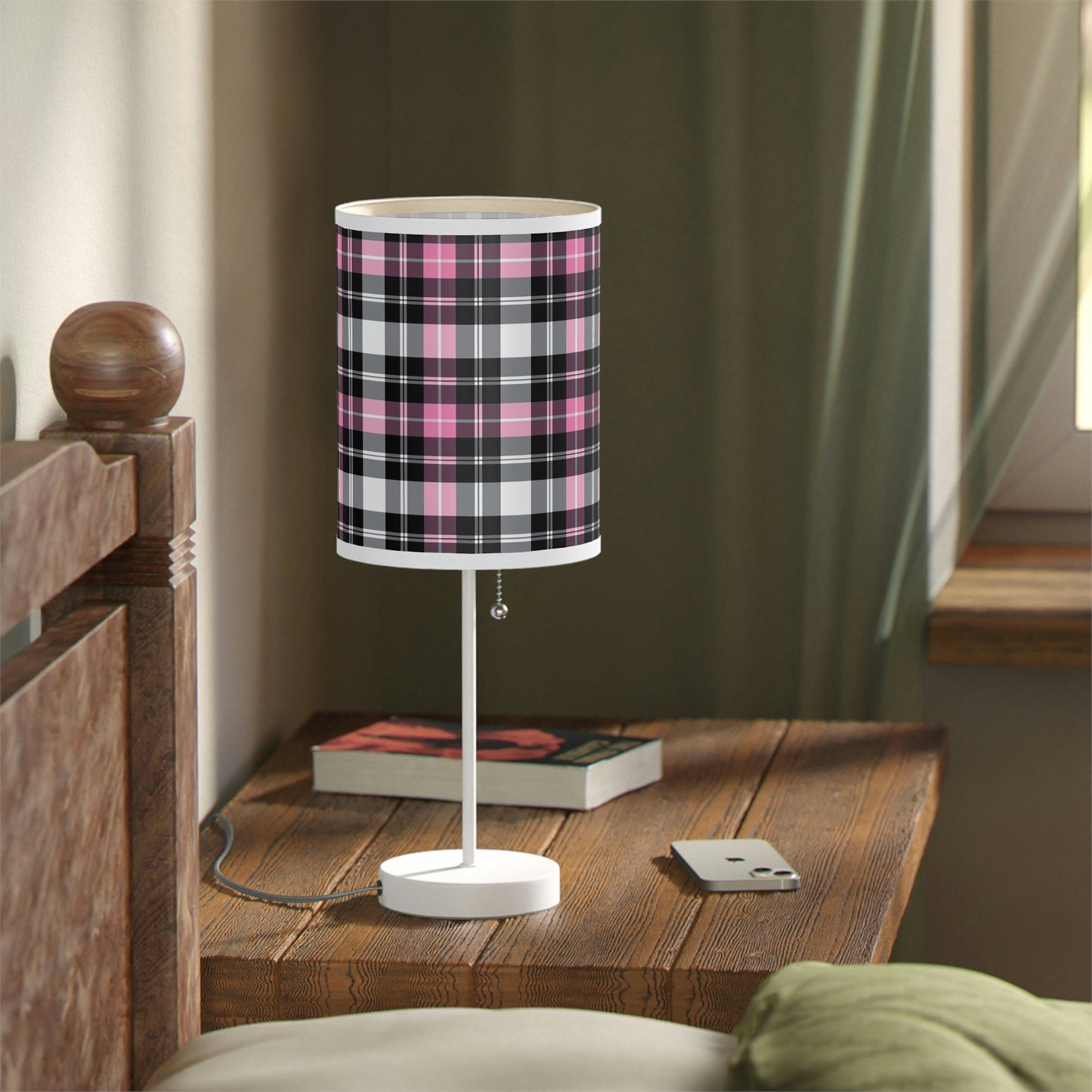 Pink Plaid Lamp