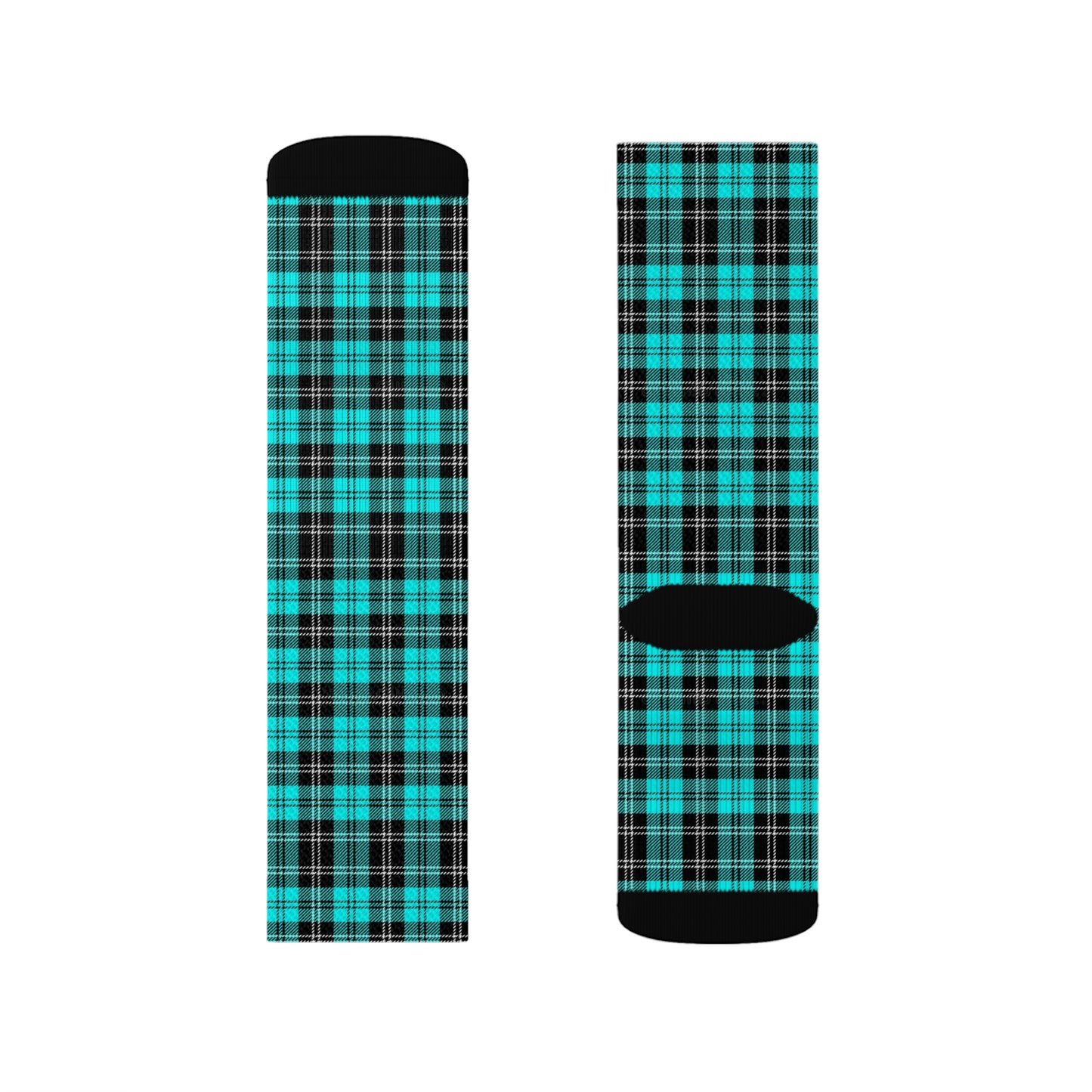 Aqua Plaid Socks