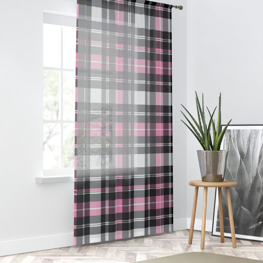 Pink Plaid Window Curtain