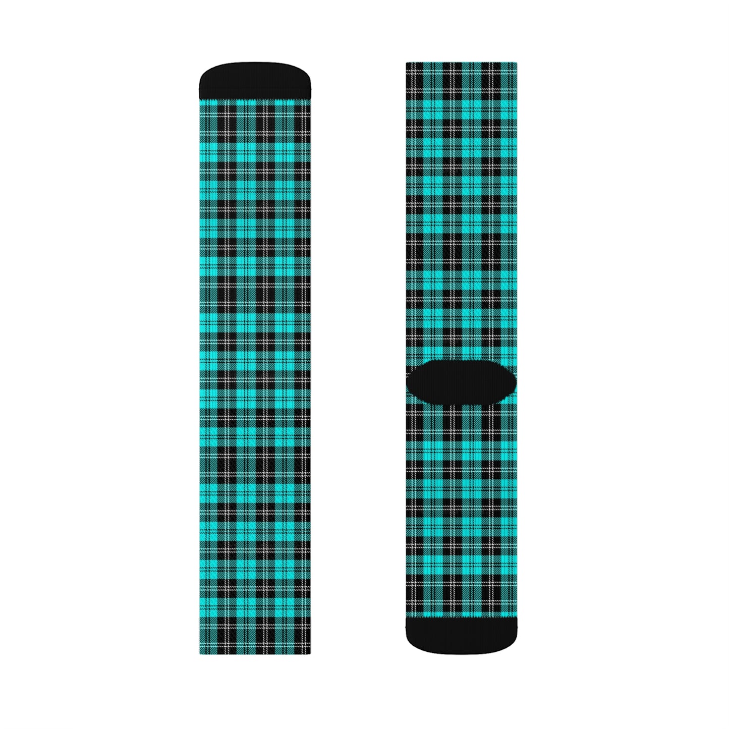 Aqua Plaid Socks