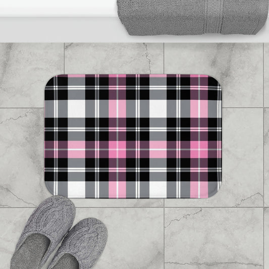 Pink Plaid Bath Mat