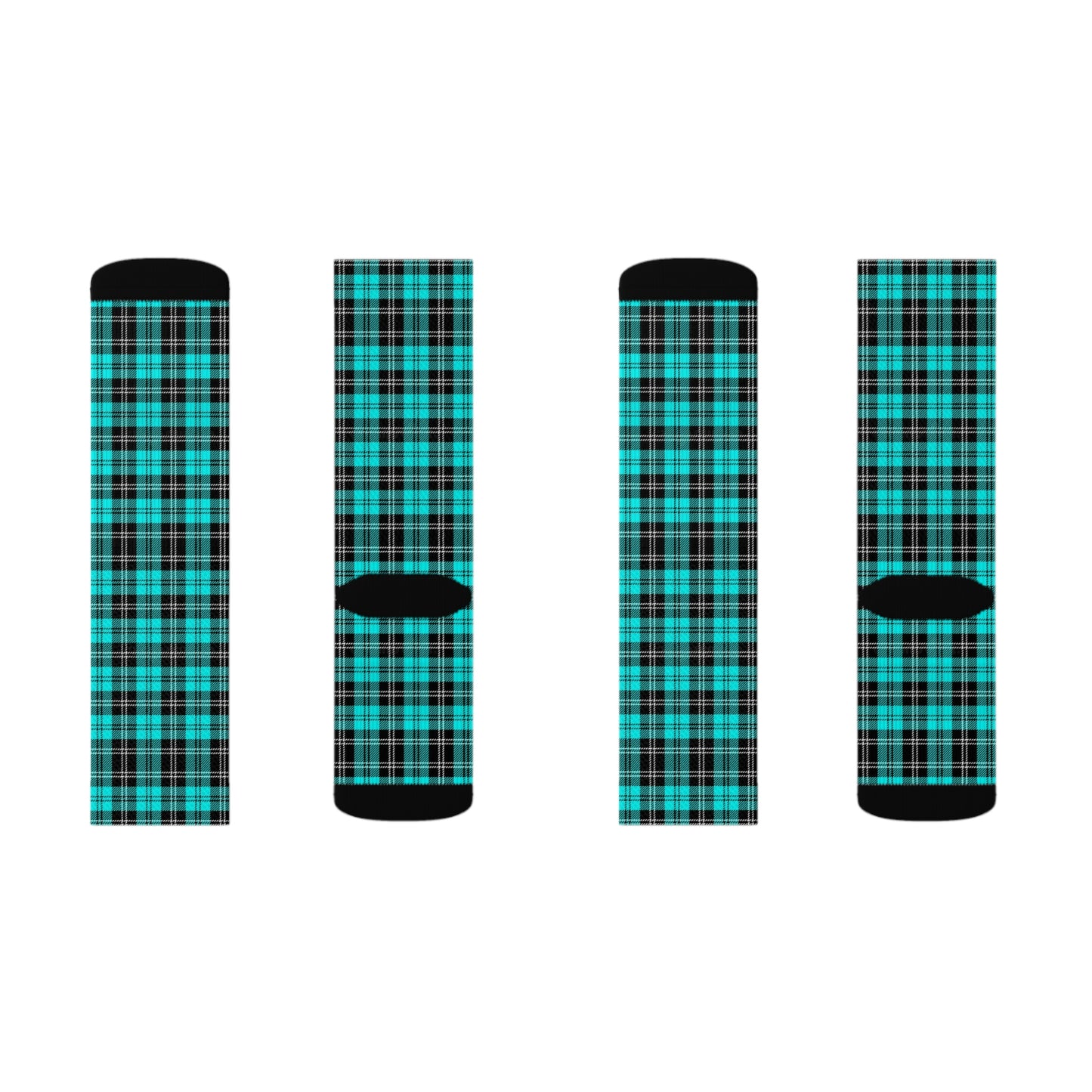 Aqua Plaid Socks