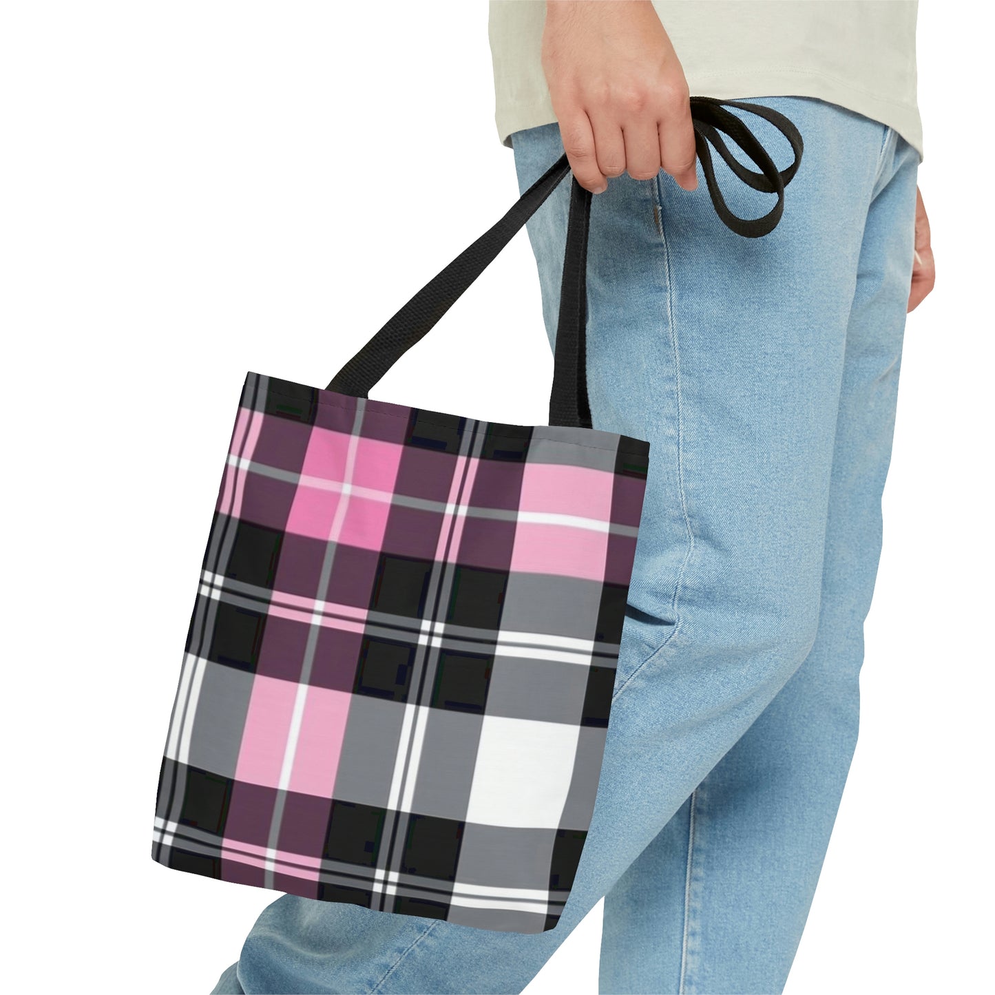 Pink Plaid Tote Bag