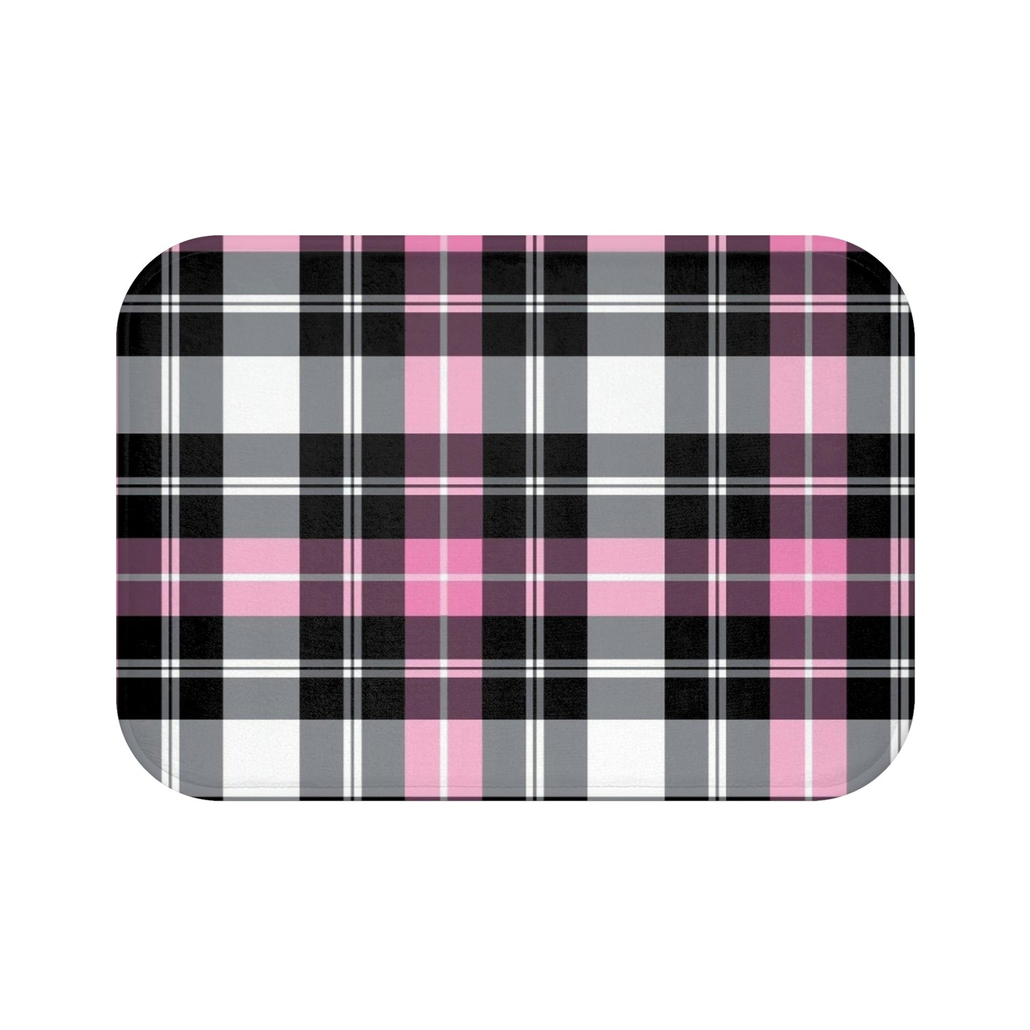 Pink Plaid Bath Mat