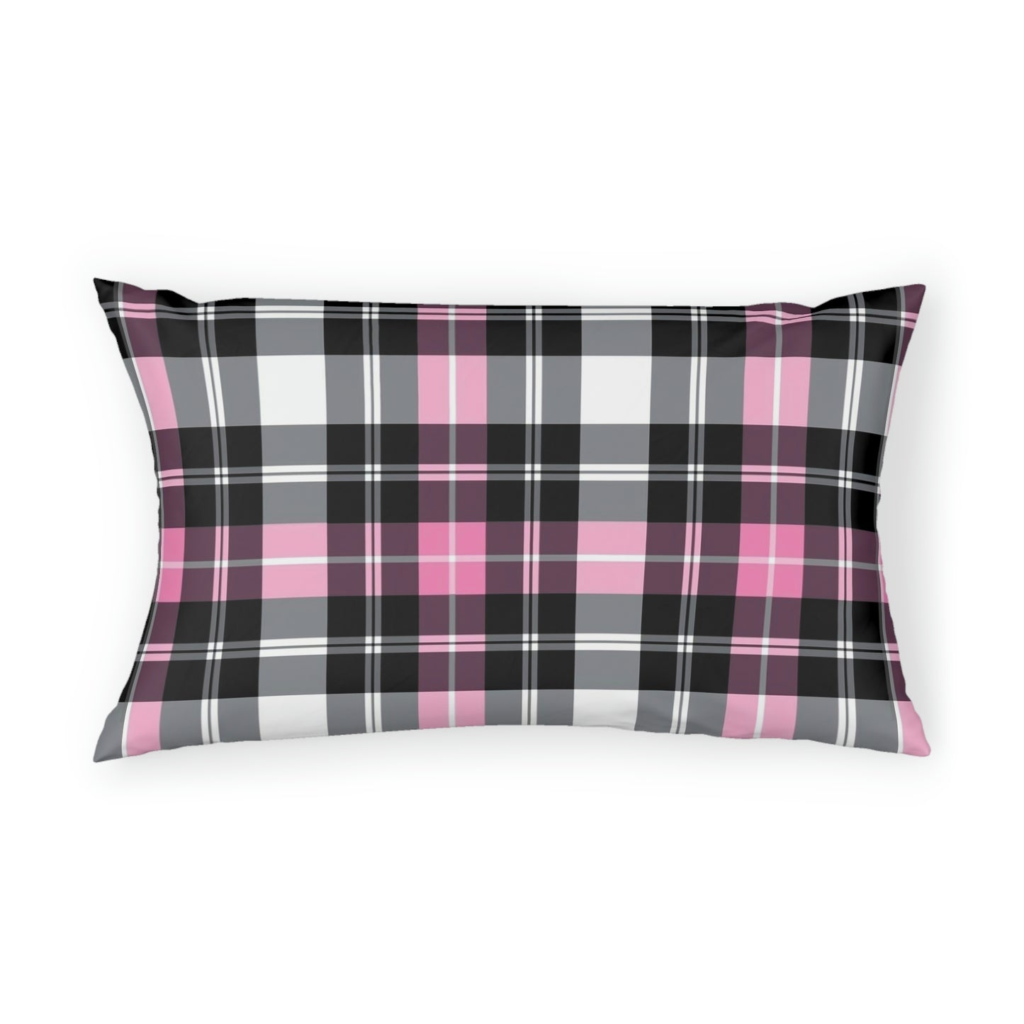 Pink Plaid Pillow Sham