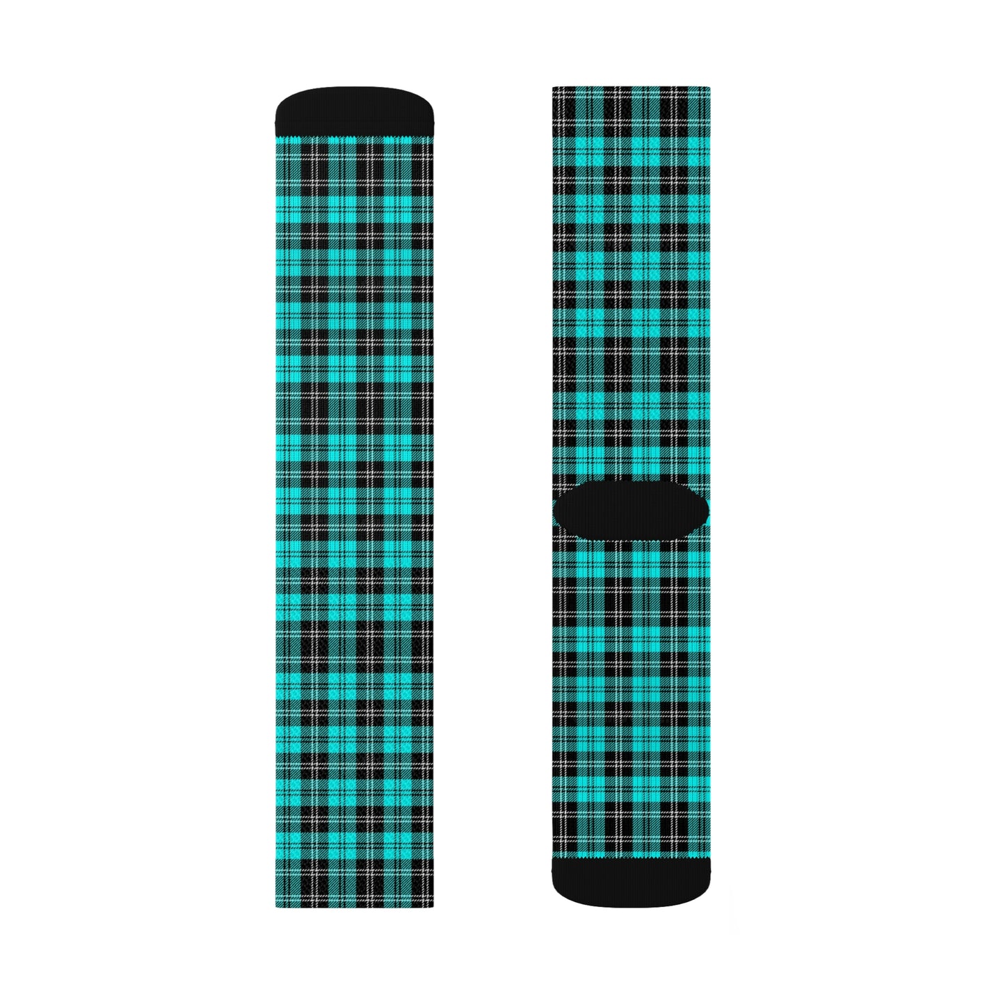 Aqua Plaid Socks