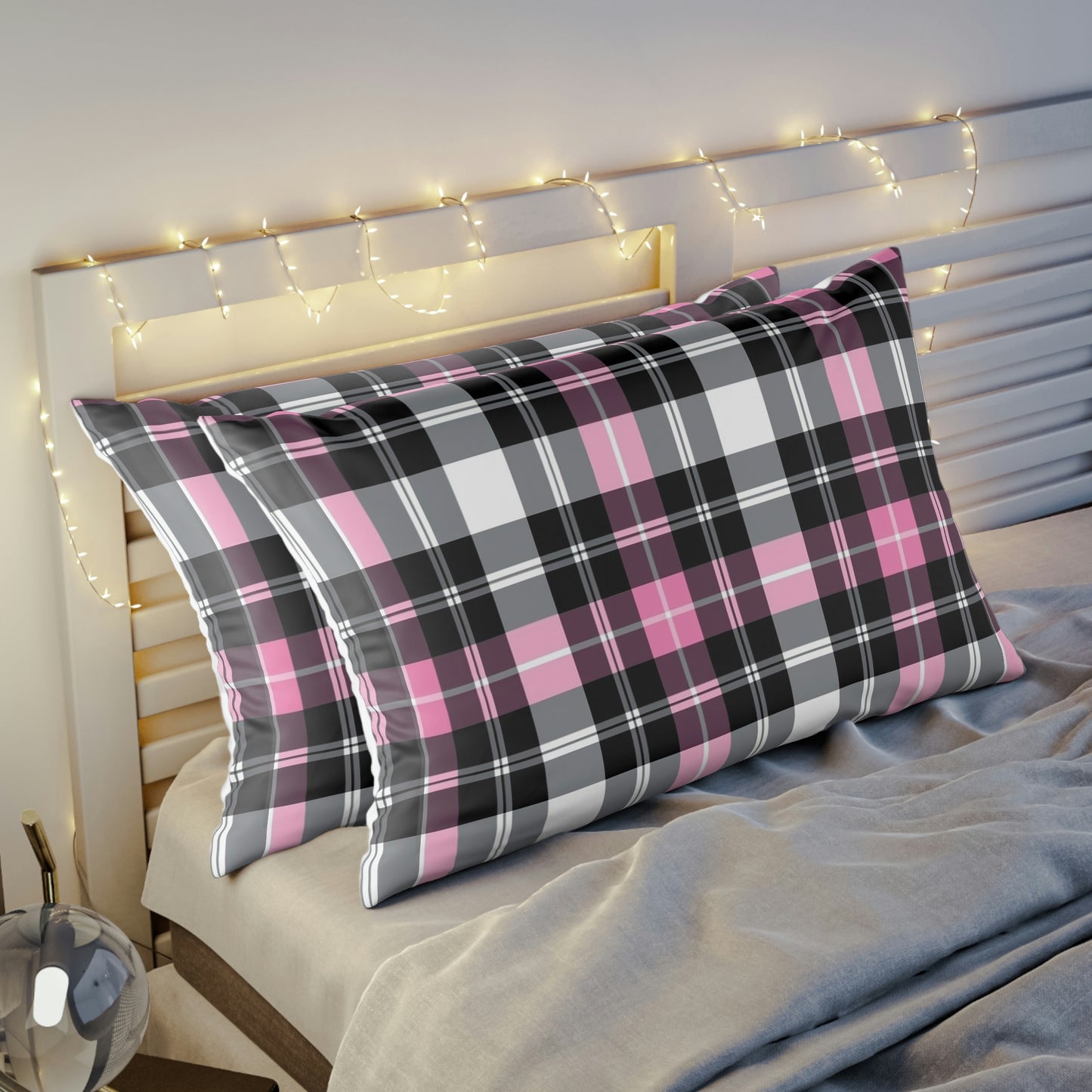 Pink Plaid Pillow Sham