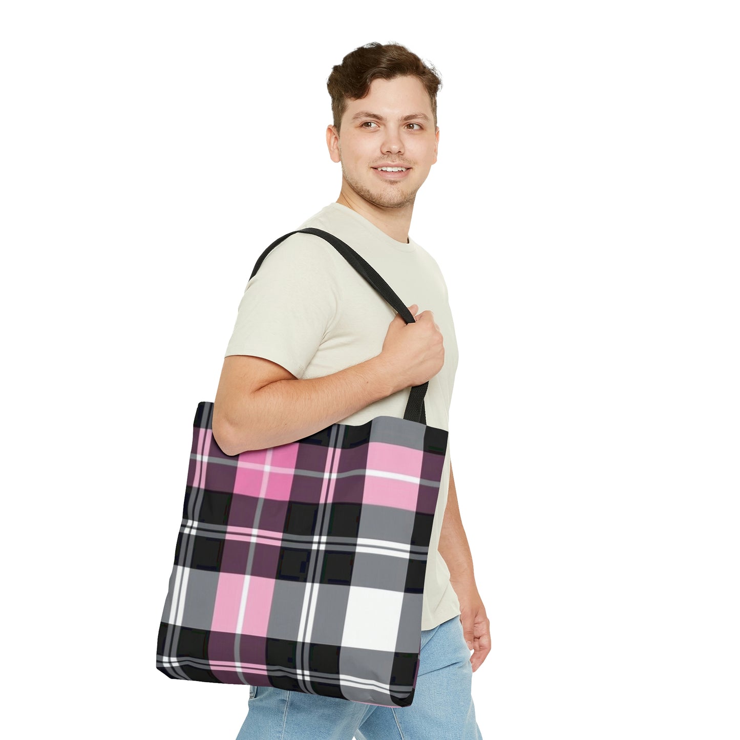 Pink Plaid Tote Bag