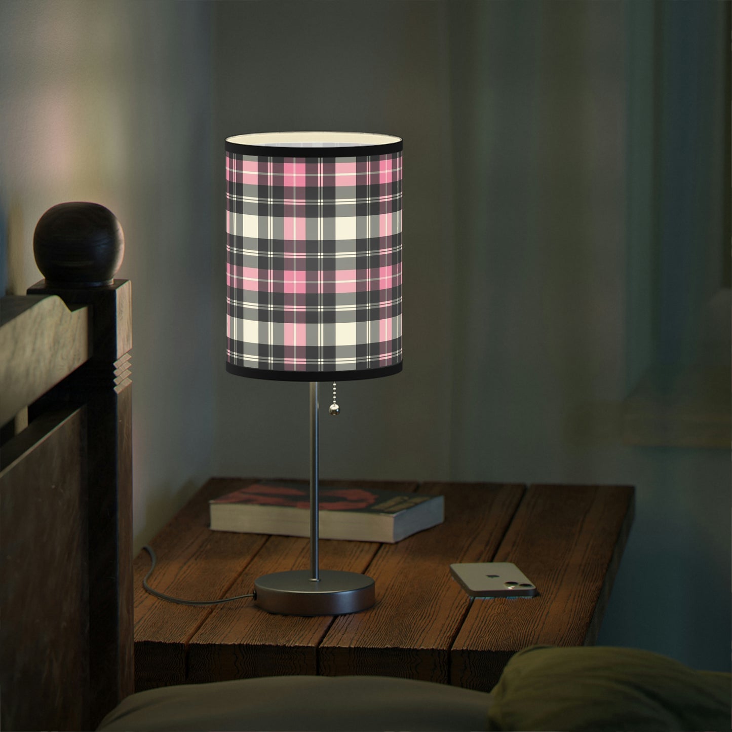 Pink Plaid Lamp