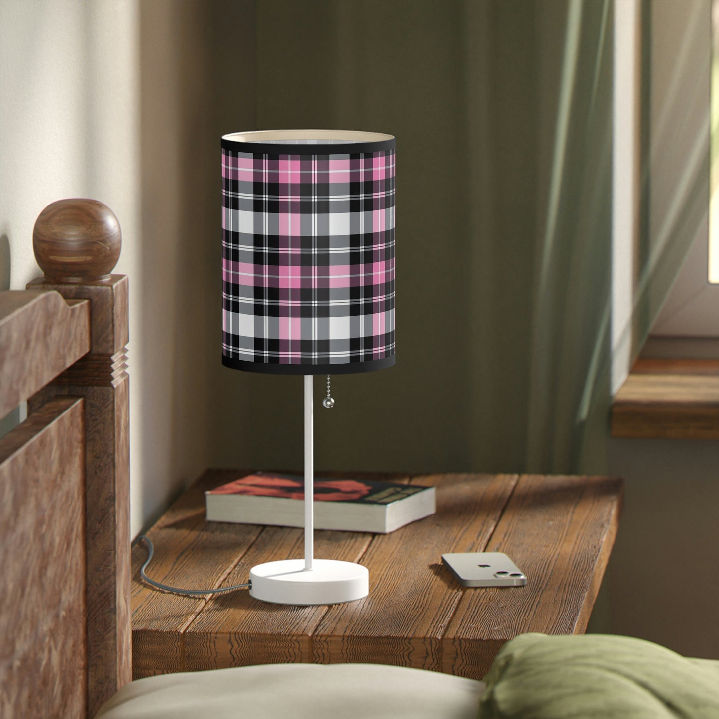 Pink Plaid Lamp