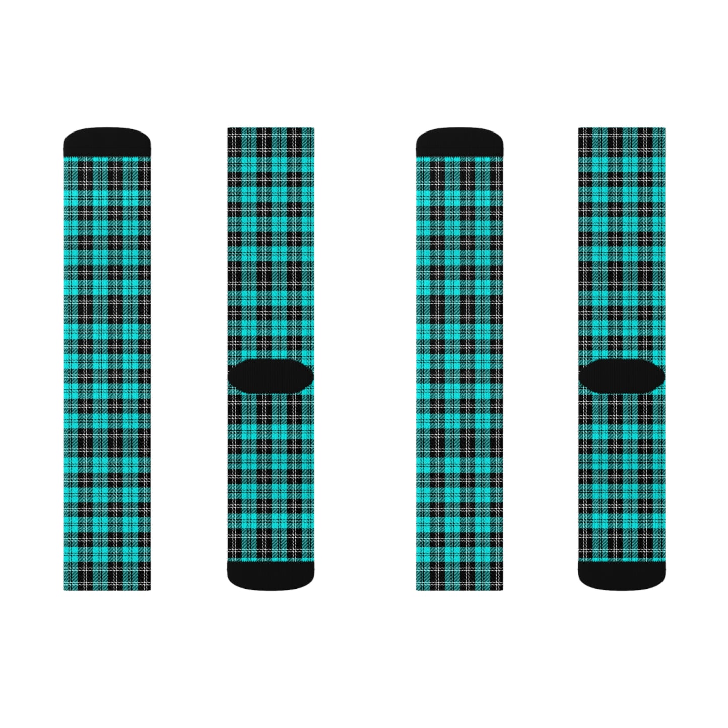 Aqua Plaid Socks