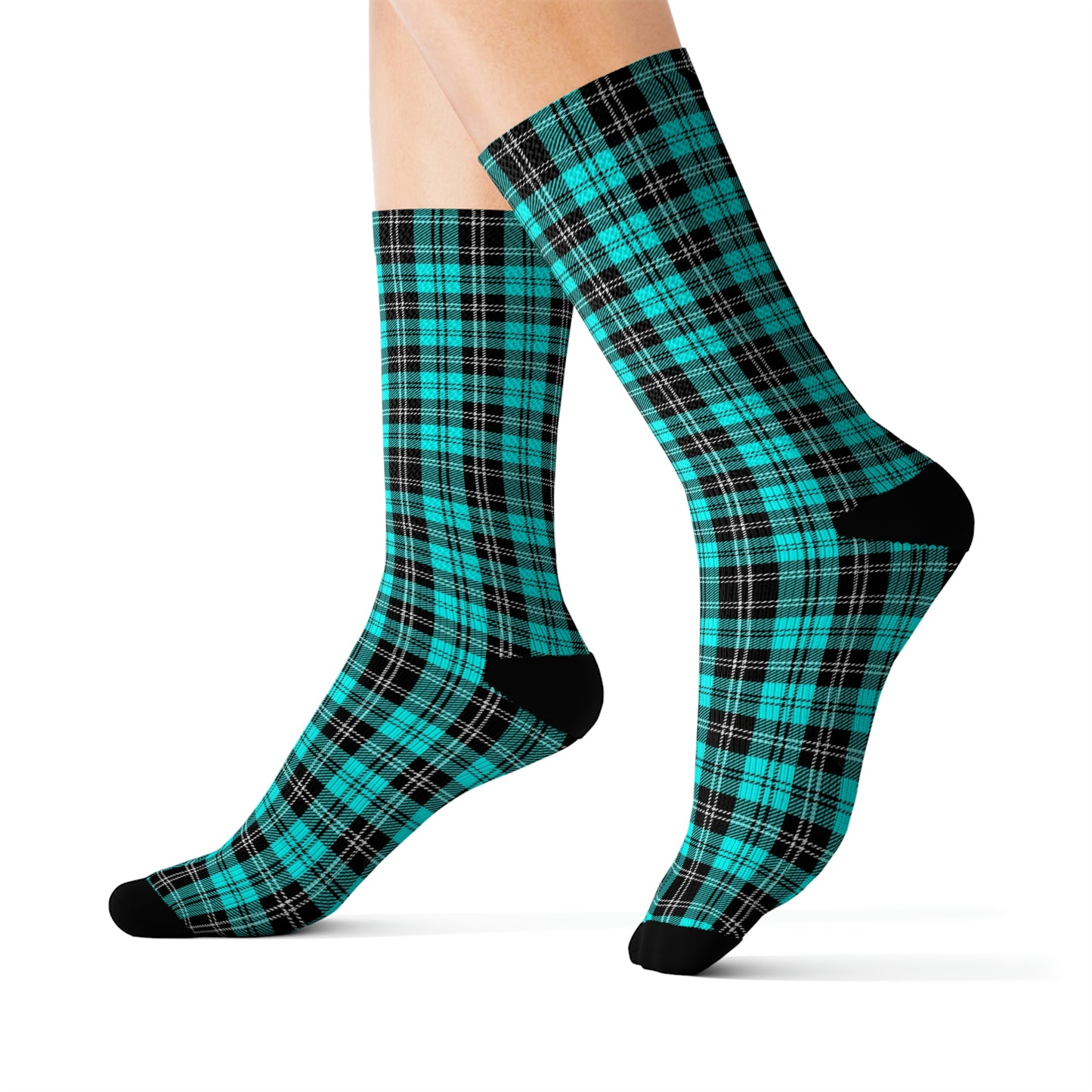 Aqua Plaid Socks