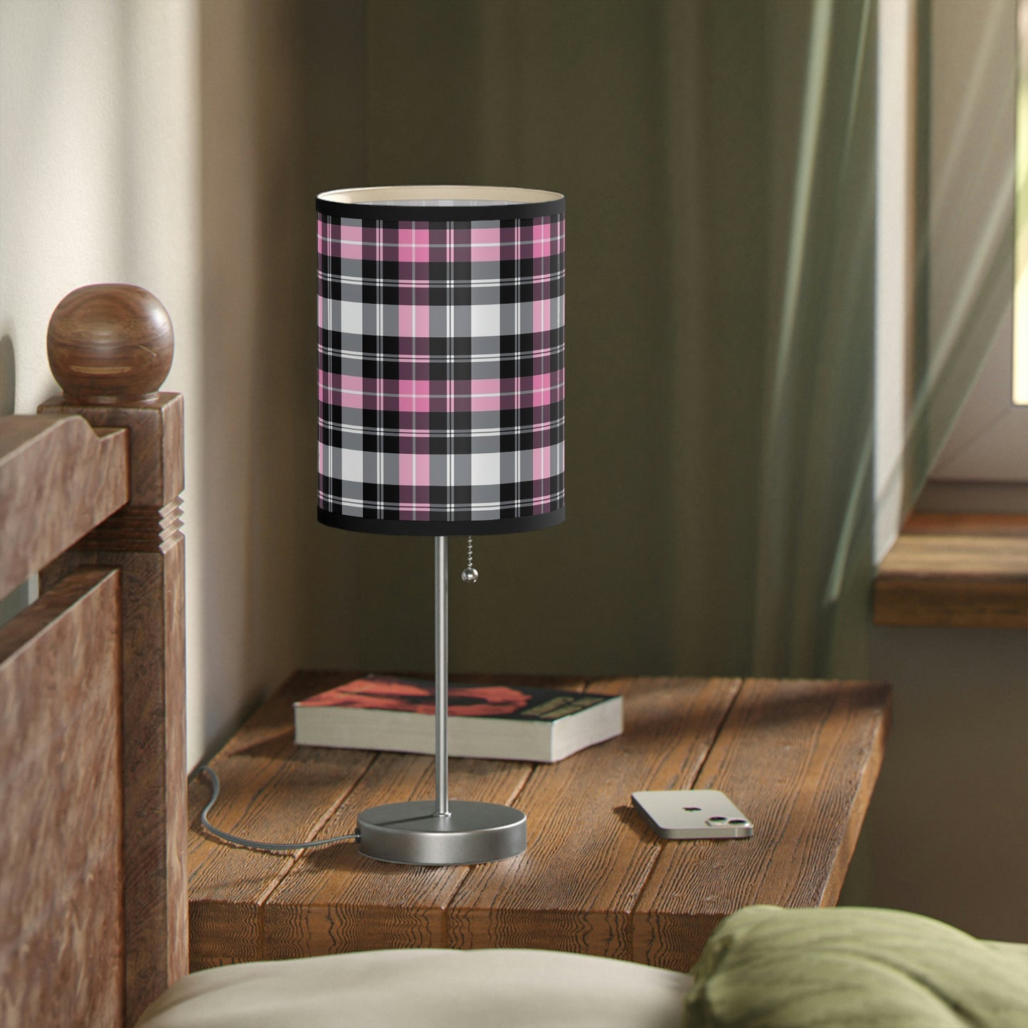 Pink Plaid Lamp