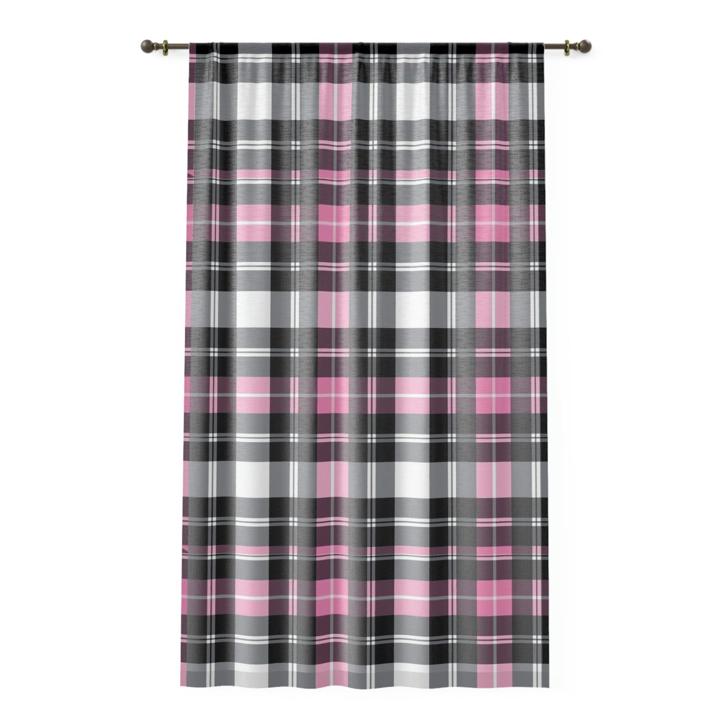 Pink Plaid Window Curtain