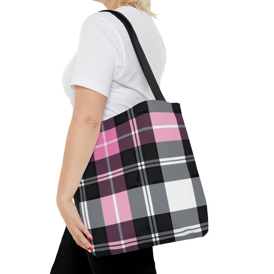 Pink Plaid Tote Bag