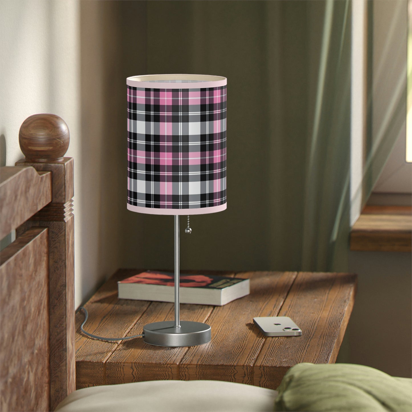 Pink Plaid Lamp