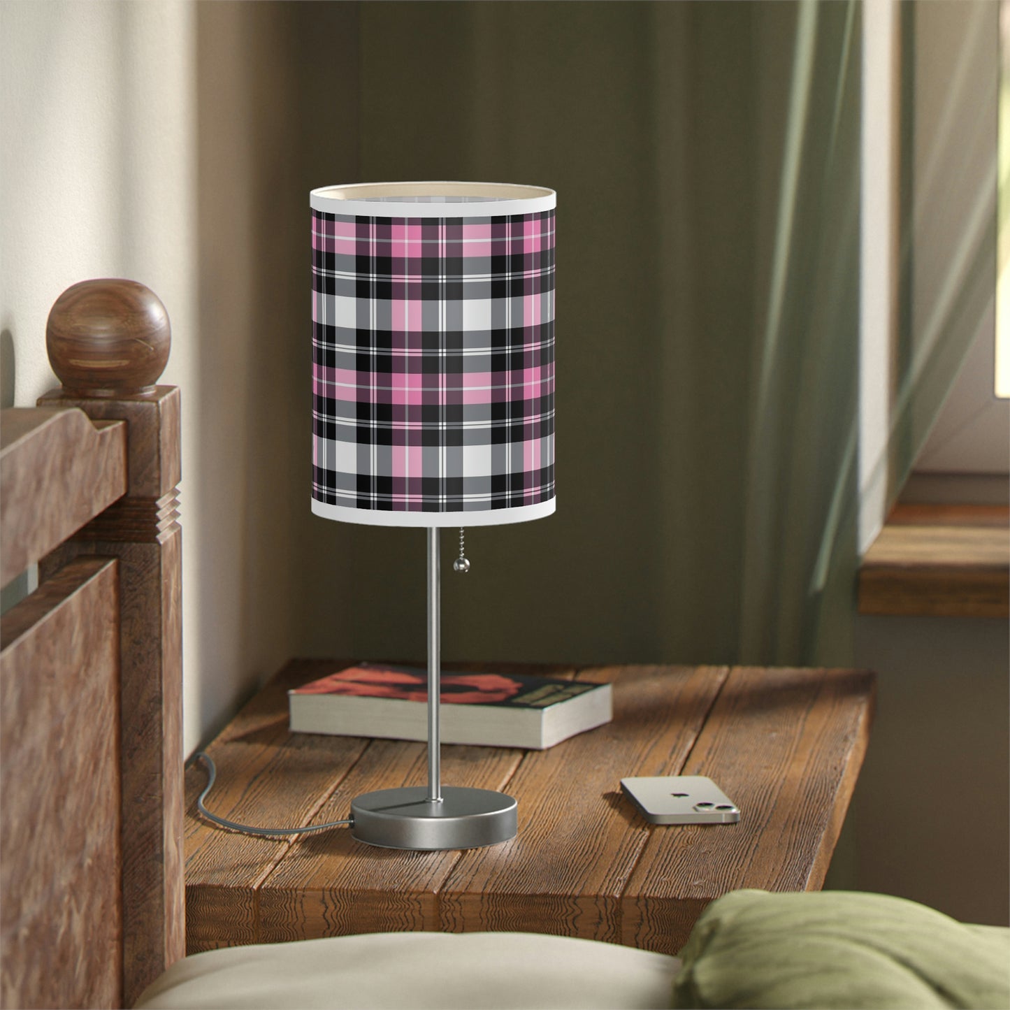 Pink Plaid Lamp