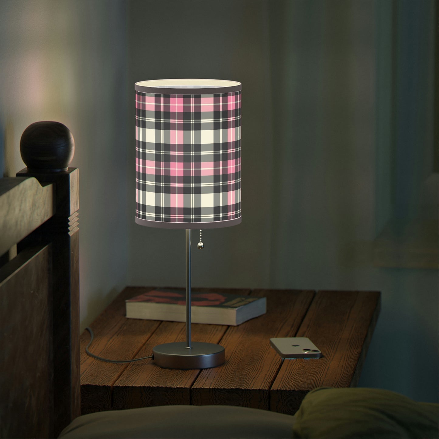 Pink Plaid Lamp