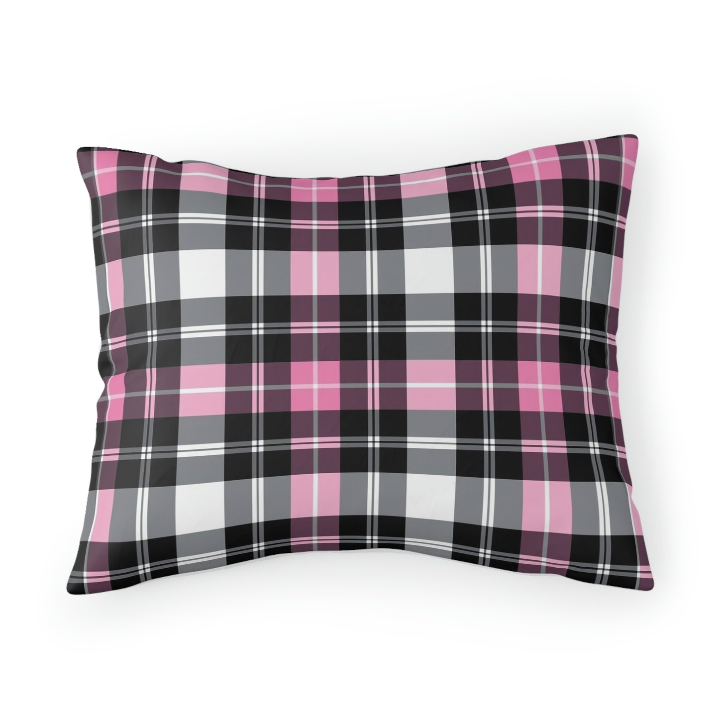 Pink Plaid Pillow Sham