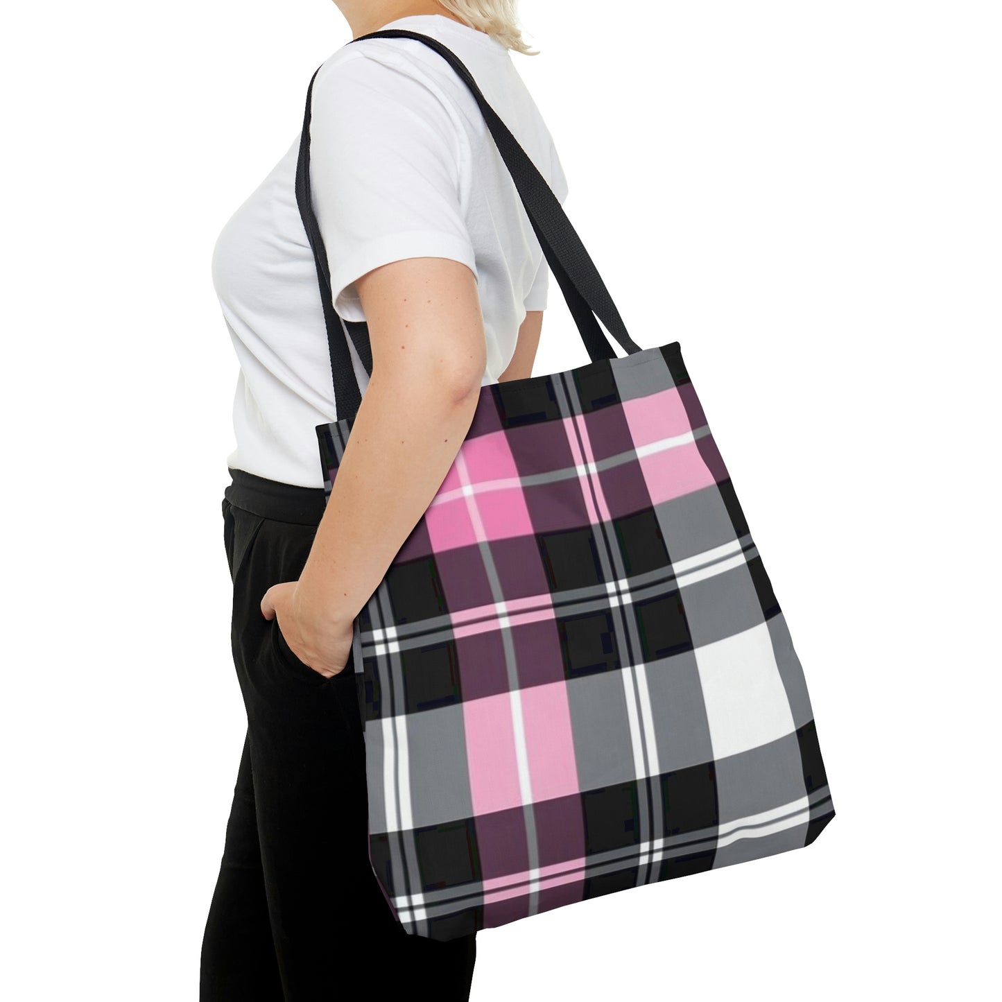 Pink Plaid Tote Bag