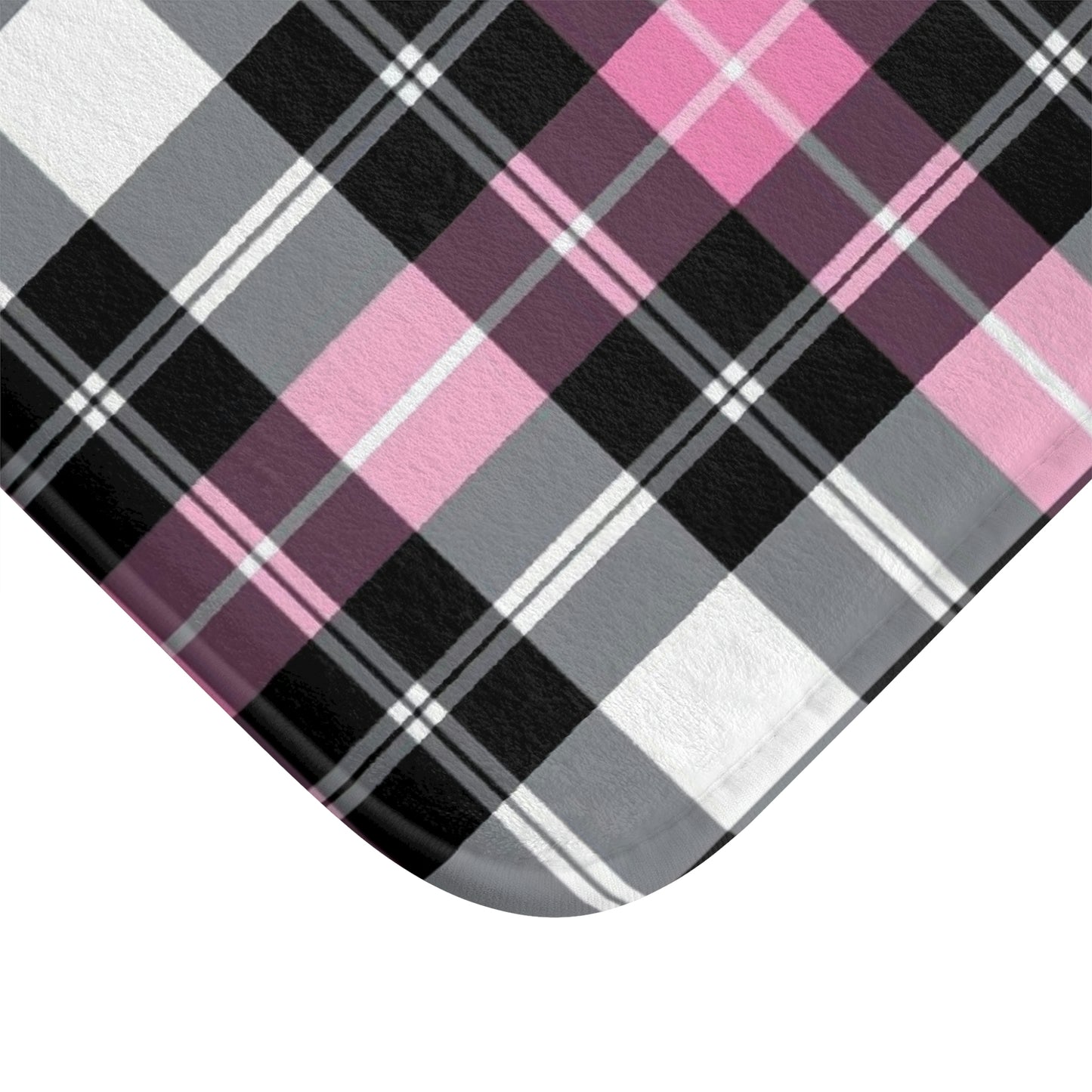 Pink Plaid Bath Mat