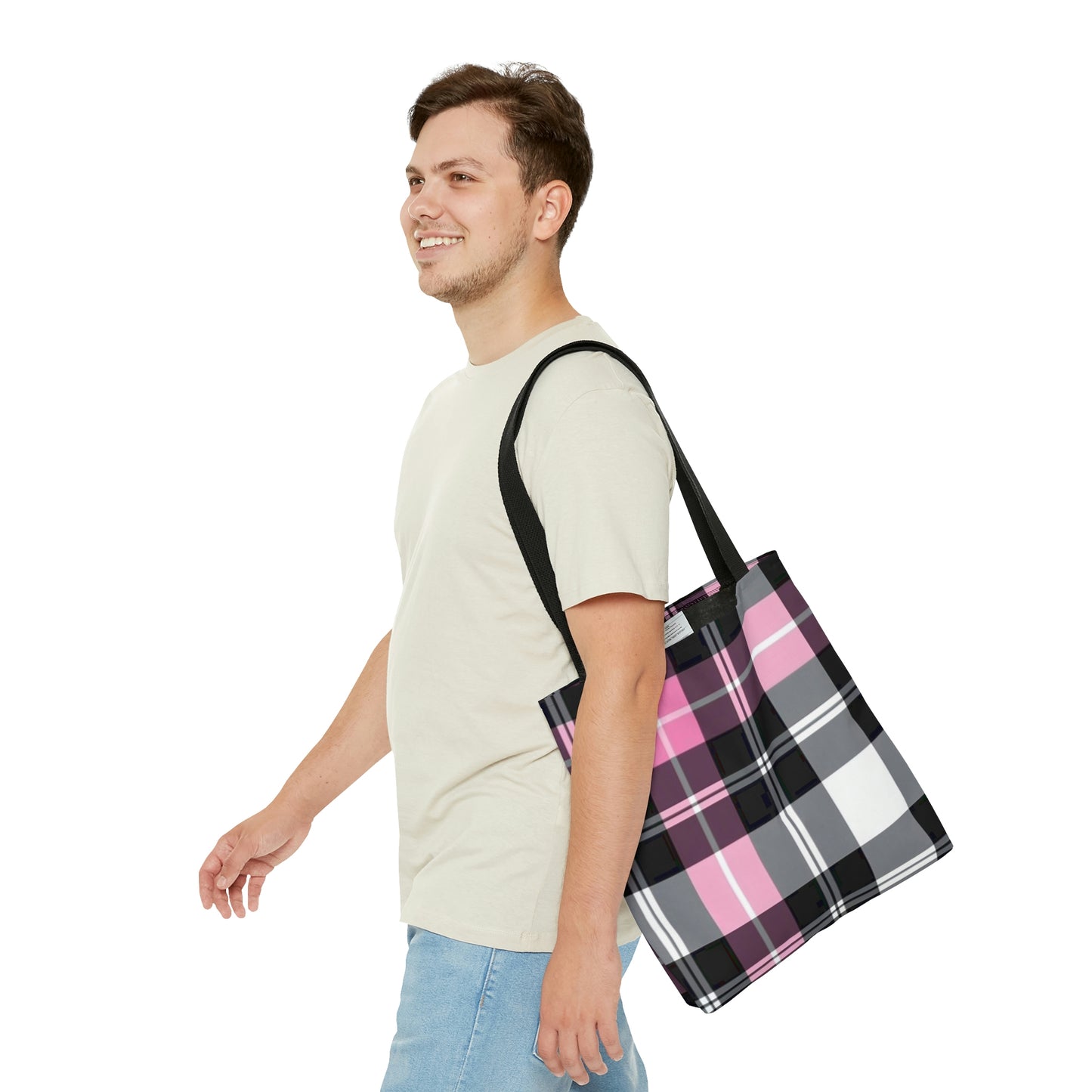 Pink Plaid Tote Bag